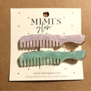 Mimi's Glow - Pair of Hair Clips Barrettes - 1 Lavender & 1 Minty-Teal Comb